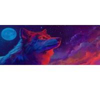 Diamond Painting Adulte Grand Format, 5D DIY Animaux Diamant Painting Kit Complet, Pleine Lune Loup Peinture Diamant Strass Point de Croix Broderie Peinture pour Décoration Murale 80x40 cm -LR122