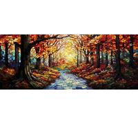 Diamond Painting Adulte Grand Format, 5D DIY Bois Diamant Painting Kit Complet, Coloré Peinture Diamant Strass Point de Croix Broderie Peinture Artisanat pour Décoration Murale 120x50 cm -LR14