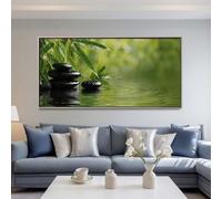 Diamond Painting Adulte Grand Format, 5D DIY Feuilles de Bambou Vertes Diamant Painting Kit Complet, Galets Peinture Diamant Broderie Peinture Artisanat pour Décoration Murale 150x60 cm -LR412