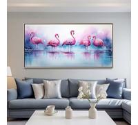 Diamond Painting Adulte Grand Format, 5D DIY Flamant Rose Diamant Painting Kit Complet, Abstrait Peinture Diamant Strass Point de Croix Broderie Peinture pour Décoration Murale 120x50 cm -LR126