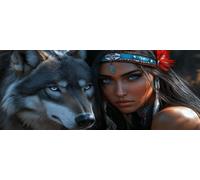 Diamond Painting Adulte Grand Format, 5D DIY Loup Diamant Painting Kit Complet, Reine Peinture Diamant Strass Point de Croix Broderie Peinture Artisanat pour Décoration Murale 100x50 cm -LR528