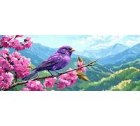 Diamond Painting Adulte Grand Format, 5D DIY Oiseaux Diamant Painting Kit Complet, Paysage de Montagne Peinture Diamant Strass Point de Croix Artisanat pour Décoration Murale 200x80 cm -LR754
