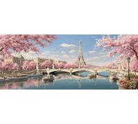 Diamond Painting Adulte Grand Format, 5D DIY Paris Diamant Painting Kit Complet, Paysage Peinture Diamant Strass Cristal Point de Croix Broderie Peinture pour Décoration Murale 200x100 cm -LR746