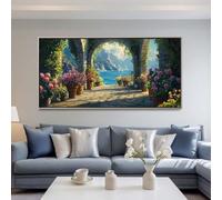 Diamond Painting Adulte Grand Format, 5D DIY Paysage Naturel Diamant Painting Kit Complet, Mer Peinture Diamant Strass Cristal Point de Croix Broderie Peinture pour Décoration Murale 120x60 cm -LR6