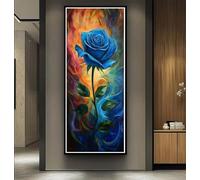 Diamond Painting Adulte Grand Format, 5D DIY Rose Bleue Diamant Painting Kit Complet, Abstrait Peinture Diamant Strass Point de Croix Broderie Peinture pour Décoration Murale 100x200 cm -LR926