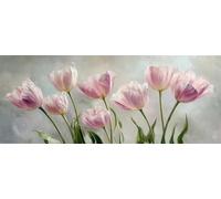 Diamond Painting Adulte Grand Format, 5D DIY Tulipe Diamant Painting Kit Complet, Fleurs Roses Peinture Diamant Strass Cristal Point de Croix Broderie Peinture pour Décoration Murale 100x50 cm -LR28