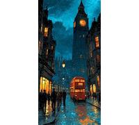 Diamond Painting Adulte Grand Format, 5D Peinture Diamant Ville Diamond Painting Kit Complet, Kits de Peinture sur Diamant Point de Croix Paintings Rue, Noël Murale Décoration Cadeaux 80x40 cm o-9623