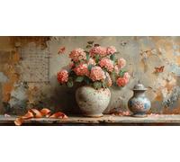 Diamond Painting Adulte Grand Format 60x120cm, 5D Bricolage Diamant Painting Chrysanthème Broderie Diamant Kit Complet, Vase Peinture Diamants Loisirs Créatifs Adultes, Décoration Chambre J2-3816