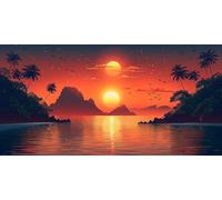 Diamond Painting Adulte Grand Format 60x120cm,5D Bricolage Diamant Painting Coucher soleil Broderie Diamant Kit Complet,Cocotiers Peinture Diamants Loisirs Créatifs Adultes,Décoration Chambre J2-2376