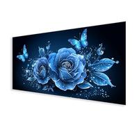 Diamond Painting Adulte Grand Format 60x120cm, 5D Diamond Painting Bleu Crystal Art, DIY Papillon Peinture Diamant, Broderie Diamant Point de Croix Kit pour Decoration Murale, Cadeau Femme B0-483