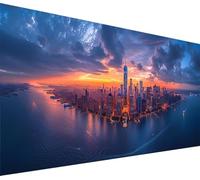 Diamond Painting Adulte Grand Format 60x120cm, 5D Diamond Painting Ville, DIY Activité Manuelle Adulte Coucher De Soleil, Broderie Diamant Point de Croix Cristal Kit, Décoration Maison 8-7249