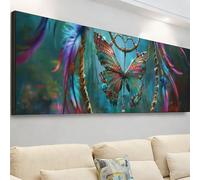 Diamond Painting Adulte Grand Format 60x20cm, Bricolage Diamond Painting Papillon Peinture Diamant Plume Broderie Diamant Kit Complet Accessoires, Loisirs Créatifs Adultes, Decoration Chambre 7X-616