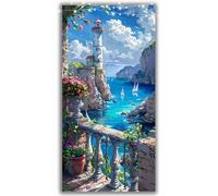 Diamond Painting Adulte Grand Format 60x30CM Phare Peinture Diamant Adulte, Tableau Decoration Murale Bateau Diamond Art Painting Complet Kits, DIY Pont Cristal Débutant Art Set Cadeau Femme Y2-1205