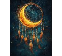 Diamond Painting Adulte Grand Format 60x80cm, Attrape-RêVes Diamond Painting Lune Droderie Biamant 5D DIY Diamant Strass Point de Croix Cristal Loisirs Créatifs pour Decoration Murale -ly25082QV