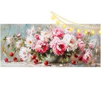 Diamond Painting Adulte Grand Format 70 x 40 cm, Diamond Painting Fleurs Peinture Diamant, Broderie Diamant Kit Complet Adulte Débutant 5D DIY Point de Croix Art pour Décoration Murale Pivoines m775