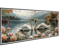 Diamond Painting Adulte Grand Format 80x160cm, 5D Bricolage Peinture Diamant Rose Diamond-painting Loisirs Créatifs Enfant, Cygne Broderie Diamant Kit Complet Asccessoires, Décoration Intérieur J2-854