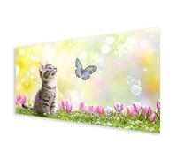 Diamond Painting Adulte Grand Format 80x160cm, 5D Diamond Painting Chat Crystal Art, DIY Papillon Peinture Diamant, Broderie Diamant Point de Croix Kit pour Decoration Murale, Cadeau Femme B0-835