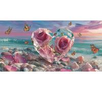 Diamond Painting Adulte Grand Format Amour 5D Diamond Painting Papillons XXL DIY Activité Manuelle Débutants Broderie Kit Peinture Diamant Strass Cristal Decor Chambre Cadeaux Femme 90x180cm f-320