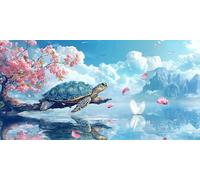 Diamond Painting Adulte Grand Format Animaux 5D Diamond Painting La Tortue XXL DIY Activité Manuelle Débutants Broderie Kit Peinture Diamant Strass Cristal Decor Chambre Cadeaux Femme 70x140cm f-4