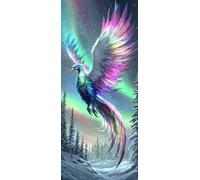 Diamond Painting Adulte Grand Format, Aurora Phoenix Peinture Diamant XXL 80x160cm Diamant Tableau de Perle Kit, Diamond Art Loisirs Creatifs Adultes Broderie Point de Croix Maison Murale Decor n-501