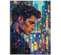 Diamond Painting Adulte Grand Format, Broderie Diamant Kit Complet New York, 5D Homme Diamond Painting Adulte XXL, DIY Peinture Diamant Artisanat Point de Croix, Décoration Cadeau 60x80cm C-Q902