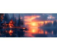 Diamond Painting Adulte Grand Format Coucher De Soleil, 5D Diamond Painting Adulte RivièRe, DIY Broderie Diamant Point De Croix Kits, Peinture Diamant Strass Kit, Décoration Maison 100x200cm X-6584