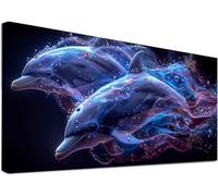 Diamond Painting Adulte Grand Format Dauphin, 5D Diamond Painting RêVe, DIY Activité Manuelle Adulte, Peinture Diamant Kit Broderie, Diamant Art Mosaik Crafts, Decoration Murale 60x120cm 8-3864