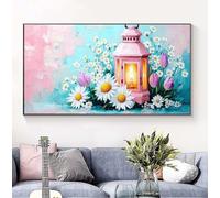 Diamond Painting Adulte Grand Format Fleur, 5D Peinture Diamant Broderie Diamant Kit Complet, DIY Lampe Point de Croix Strass Diamant Art Loisirs Créatifs Adultes, Home Murale Décor 60 x 120 cm B-5645