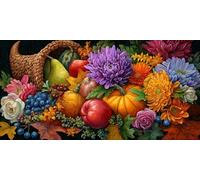 Diamond Painting Adulte Grand Format Fruits 5D Diamond Painting Citrouille XXL DIY Activité Manuelle Débutants Broderie Kit Peinture Diamant Strass Cristal Decor Chambre Cadeaux Femme 50x100cm f-758