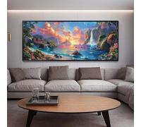 Diamond Painting Adulte Grand Format Île XXL 120 x 50 cm Diy cascade Peinture Diamant Broderie Complet , 5D Square Diamant Painting Adulte Femme Cadeau, Diamant Art Crafts Maison Décor Gifts B16