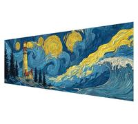 Diamond Painting Adulte Grand Format, Kit Diamond Painting Abstrait, Broderie Diamant Grand Format, 5D Phare DIY Point de Croix Kit Complet Adulte, Peinture Diamant XXL, Murale Décor 60x180cm T-65