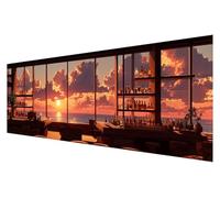 Diamond Painting Adulte Grand Format, Kit Diamond Painting Coucher de Soleil, Broderie Diamant Grand Format, 5D Paysage Point de Croix Kit Complet Adulte, Peinture Diamant Murale Décor 60x180cm I-43