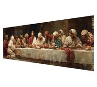 Diamond Painting Adulte Grand Format, Kit Diamond Painting La Cène, Broderie Diamant Grand Format, 5D Religion DIY Point de Croix Kit Complet Adulte, Peinture Diamant XXL, Murale Décor 40x120cm D-67