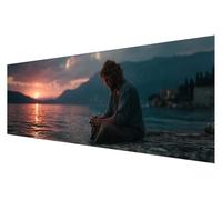 Diamond Painting Adulte Grand Format, Kit Diamond Painting Religion, Broderie Diamant Grand Format, 5D Coucher de Soleil Point de Croix Kit Complet Adulte, Peinture Diamant Murale Décor 60x180cm M-59