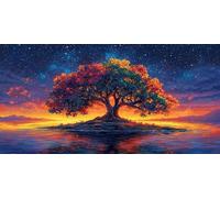 Diamond Painting Adulte Grand Format Les Arbres 5D Diamond Painting Paysage XXL DIY Activité Manuelle Débutants Broderie Kit Peinture Diamant Strass Cristal Decor Chambre Cadeaux Femme 50x100cm f-764
