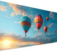Diamond Painting Adulte Grand Format MontgolfièRe, 5D Diamond Painting Paysage, DIY Activité Manuelle Adulte, Broderie Diamant Point de Croix Cristal Artisanat Kit, Décoration Maison 60x120cm 8-2040