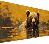 Diamond Painting Adulte Grand Format Ours, 5D Diamond Painting Animal, DIY Activité Manuelle Adulte, Broderie Diamant Strass Point de Croix Artisanat Kit, Décoration Maison Cadeau 60x120cm 8-9774