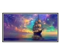 Diamond Painting Adulte Grand Format, Peinture Diamant Ciel étoilé voilier Diamant Strass Point de Croix Cristal Painting, 5D DIY Kit de Peinture Diamantée Décor Murale D'intérieur 50x100cm e-759