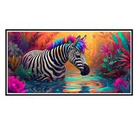 Diamond Painting Adulte Grand Format, Peinture Diamant Forêt zèbre Diamant Strass Point de Croix Cristal Painting, 5D DIY Kit de Peinture Diamantée Cadeaux Décoratio Murale D'intérieur 60x120cm e-595