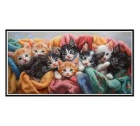 Diamond Painting Adulte Grand Format, Peinture Diamant Mignon chat Diamant Strass Point de Croix Cristal Painting, 5D DIY Kit de Peinture Diamantée Cadeaux Décoratio Murale D'intérieur 30x60cm e-398