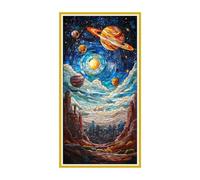 Diamond Painting Adulte Grand Format, Peinture Diamant Univers planète Diamant Strass Point de Croix Cristal Painting, 5D DIY Kit de Peinture Diamantée Cadeaux Décor Murale D'intérieur 90x180cm e-810