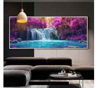 Diamond Painting Adulte Grand Format xxl 60x150 cm,Paysage cascade Broderie Diamant Painting Kit Complet Round,Point De Croix Painting Toile Art Crafts Femme Cadeau Décor Autocollant Mural A14
