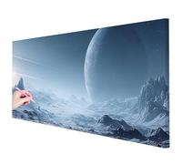 Diamond Painting Adulte Grande Taille 100x40cm Diamant Painting Planète Kit, Peinture Diamant Lune Kit Loisirs Créatifs Adultes, Diamond Perle Point de Croix Tableau Decoration Murale Cadeau E-47