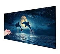 Diamond Painting Adulte Grande Taille 150x60cm Diamant Painting Paysage Kit, Peinture Diamant Dauphin Kit Loisirs Créatifs Adultes, Diamond Perle Point de Croix Tableau Decoration Murale Cadeau K-55