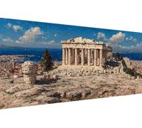 Diamond Painting Adulte GrèCe Diamant Painting Sea, Peinture Diamant, Rétro DIY Activité Manuelle Adulte Art 5D Strass Full Drill Rond Point de Croix Artisanat pour Murale Décoration 70x140cm S-SB87