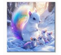 Diamond Painting Adulte Hiver Diamond Painting Écureuil, 5D Loisirs Créatifs Adultes, DIY Full Drill Artisanat Kit pour Débutant, Diamant-Paintings pour Decoration Cadeau Femme 35x35 cm 0b-1037