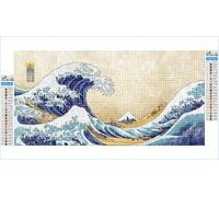 Diamond Painting Adulte Japon Diamant Painting Enfant Flots Broderie Diamant Peinture Kit Complet Accessoires, 5D DIY Point de Croix Strass Toile Artisanat, Decoration Murale Cadeau 50x100cm G1-777