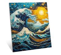 Diamond Painting Adulte Japon Diamond Painting Enfant Débutant, 5D Peinture Diamant Vagues de l'océan Artisanat Strass Point de Croix Broderie Diamant Kit Complet, pour Maison Décor 100x150 cm H-670