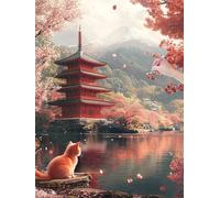 Diamond Painting Adulte Japon Peinture Diamant Adulte, 5D DIY Diamond Art Kit Complet, Loisirs Créatifs Adultes, Diamant Strass Point de Croix Cristal Painting pour Décoration Murale, 30x40cm, O-54
