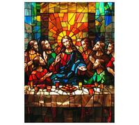 Diamond Painting Adulte, Jésus Peinture Diamant Kit Complet, DIY Broderie Diamant Point de Croix, 5D Strass Mosaïque Painting pour Débutants, Maison Décor Cadeaux, (La Cène) 90x120cm L-Y485